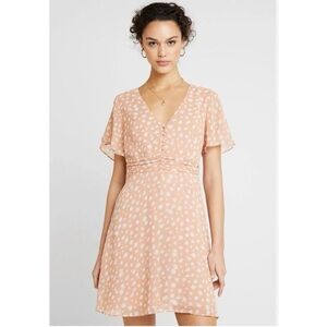 Madewell Ruched-Waist Mini Dress - Star Shower Print in Peach & White - sz 8